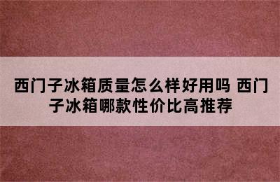 西门子冰箱质量怎么样好用吗 西门子冰箱哪款性价比高推荐